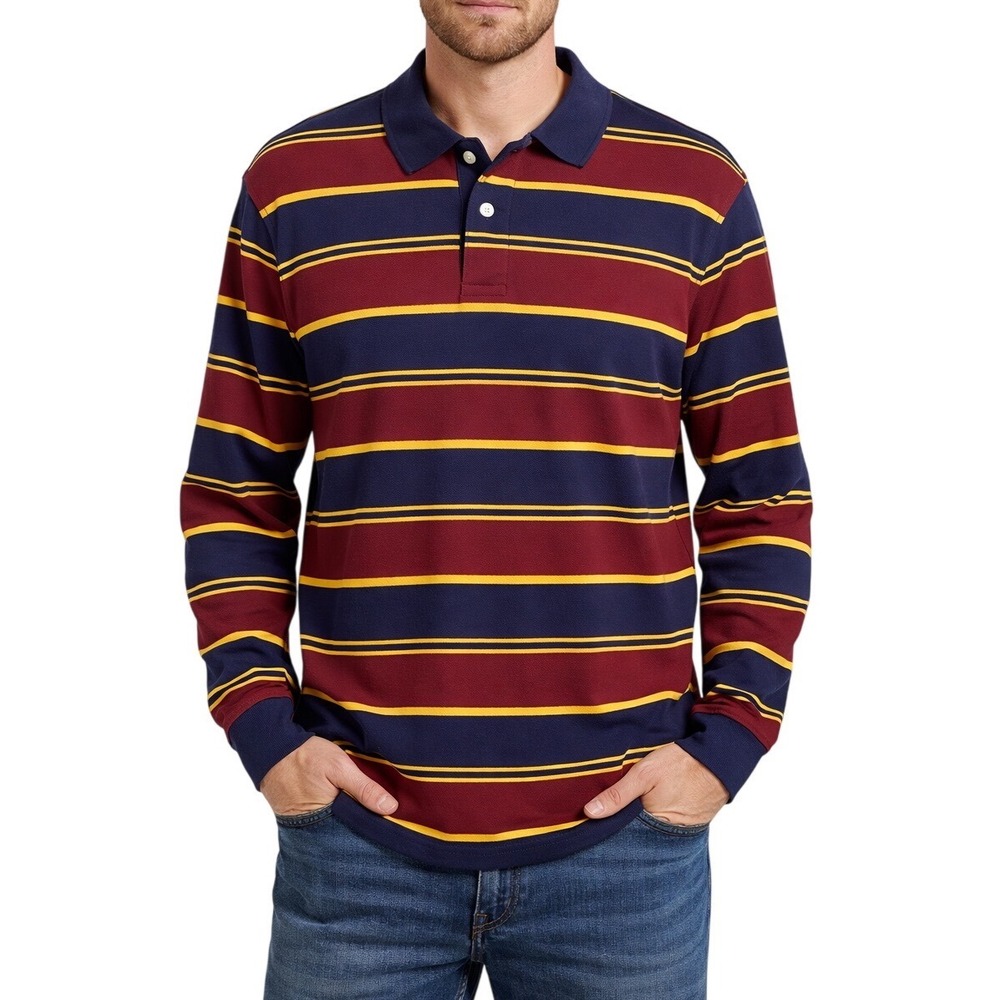 CLUB ROOM Estate Performance Men Striped Polo Shirt Sze L Rugby Preppy Old Money